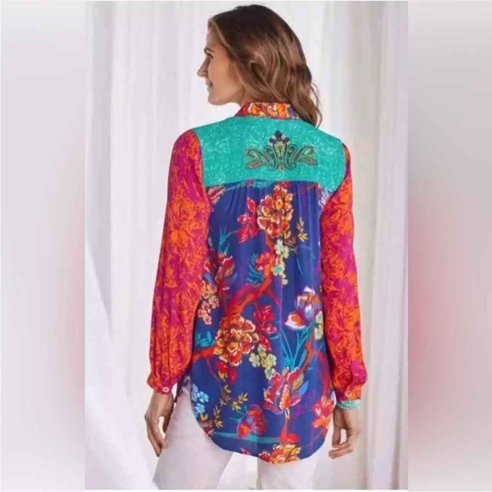 Soft Surroundings Hermosa  floral embroidered tunic top sz med petite - Picture 10 of 10